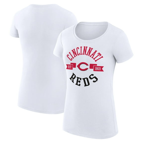 Women's G-III 4Her by Carl Banks White Cincinnati Reds Super-Slim Fit Lightweight City Graphic T-Shirt