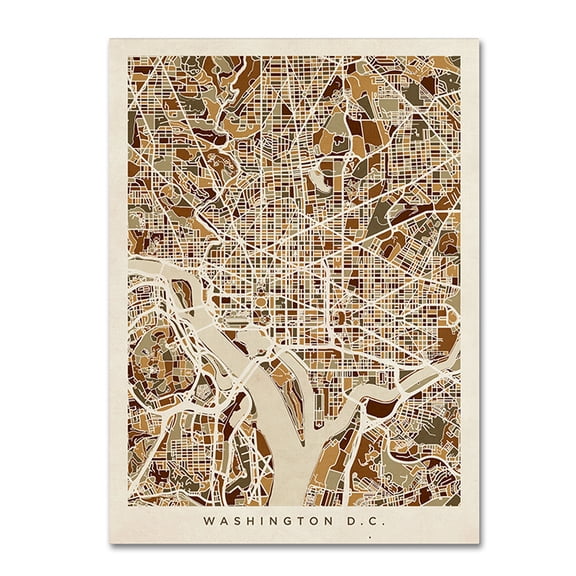 Trademark Fine Art "Washington DC Street Map 3" Canvas Art by Michael Tompsett