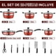 thumbnail image 2 of Batería de Cocina de Acero Inoxidable de 20 Piezas, Juego de Ollas y Sartenes Antiadherentes con Juego de Cuchillos para Estufas de Inducción, Eléctricas y Gas (rojo), 2 of 7