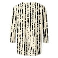 thumbnail image 5 of Njagoc3 Womens Crew Neck 3/4 Sleeve Top, Beige - Black Vertical Stripe Print Shirt, Classic for Weekend Strolls, 5 of 6