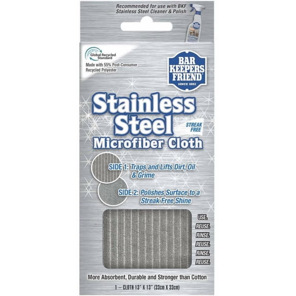 Bar Keepers Friend Stainless Steel Microfiber Cloth 13 x 13 in (33 cm x 33 cm)