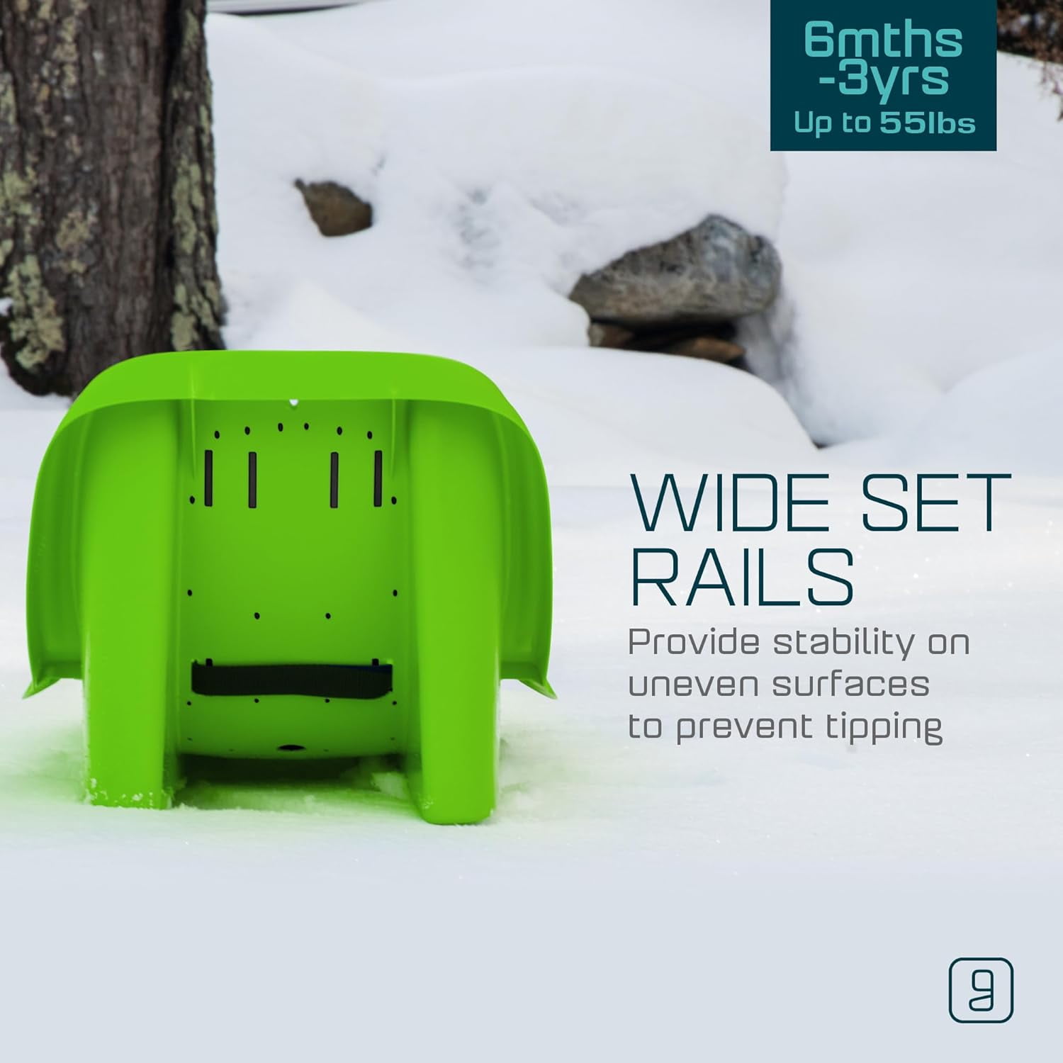Gizmo Riders Baby Rider Mystic Green Pull Snow Sled for Toddlers, 55 lbs , Ages 6 Months+