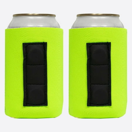 

QualityPerfection Magnetic Can Cooler Sleeve Neoprene Beer 12 oz Regular size 4mm Thickness Insulated Set of 2 ( Neon Green )