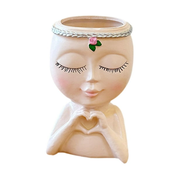 Portalápices para niña, organizador de brochas de maquillaje, adorno de mesa para mesa de oficina Beige