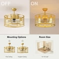 thumbnail image 5 of Garvee 18" Caged Ceiling Fan with Light, Low-Profile Flush Mount, Remote Control, 6 Speeds & Reversible Blades, Industrial Farmhouse Ceiling Fan for Kitchen, Bedroom, Gold, 5 of 7
