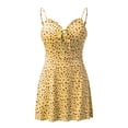 thumbnail image 3 of HKEJIAOI Robes de Sortie pour Femmes Offres Liquidation Cadeau de la Saint-Valentin Robe d'Été pour Femmes Imprimé à Blocs de Couleur Sans Manches Robe Trapèze Maxi Mini Robe Soleil Jaune, 3 of 5