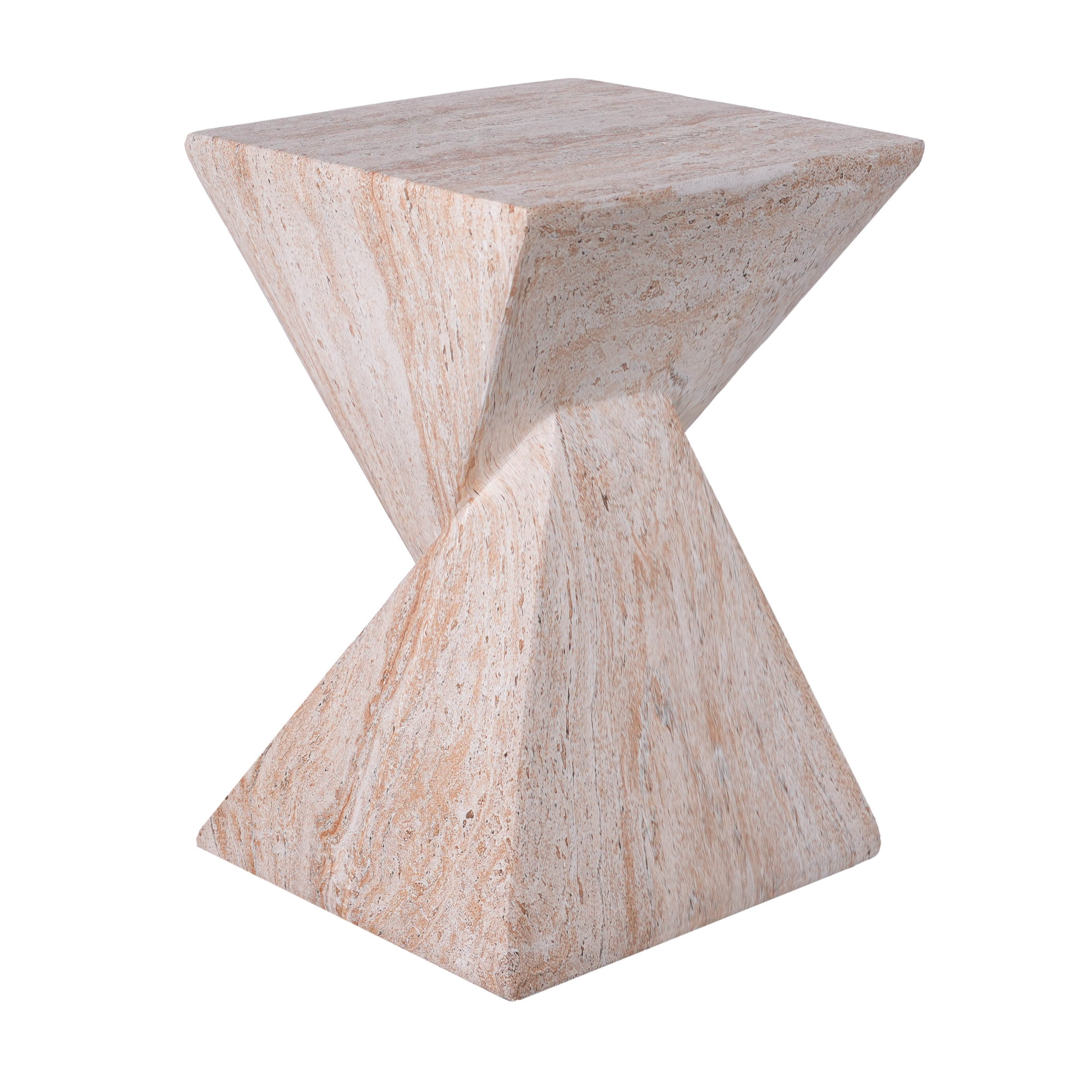 Christopher Knight Home 18.5" Modern Geometric Concrete Accent Side Table, Beige Marble