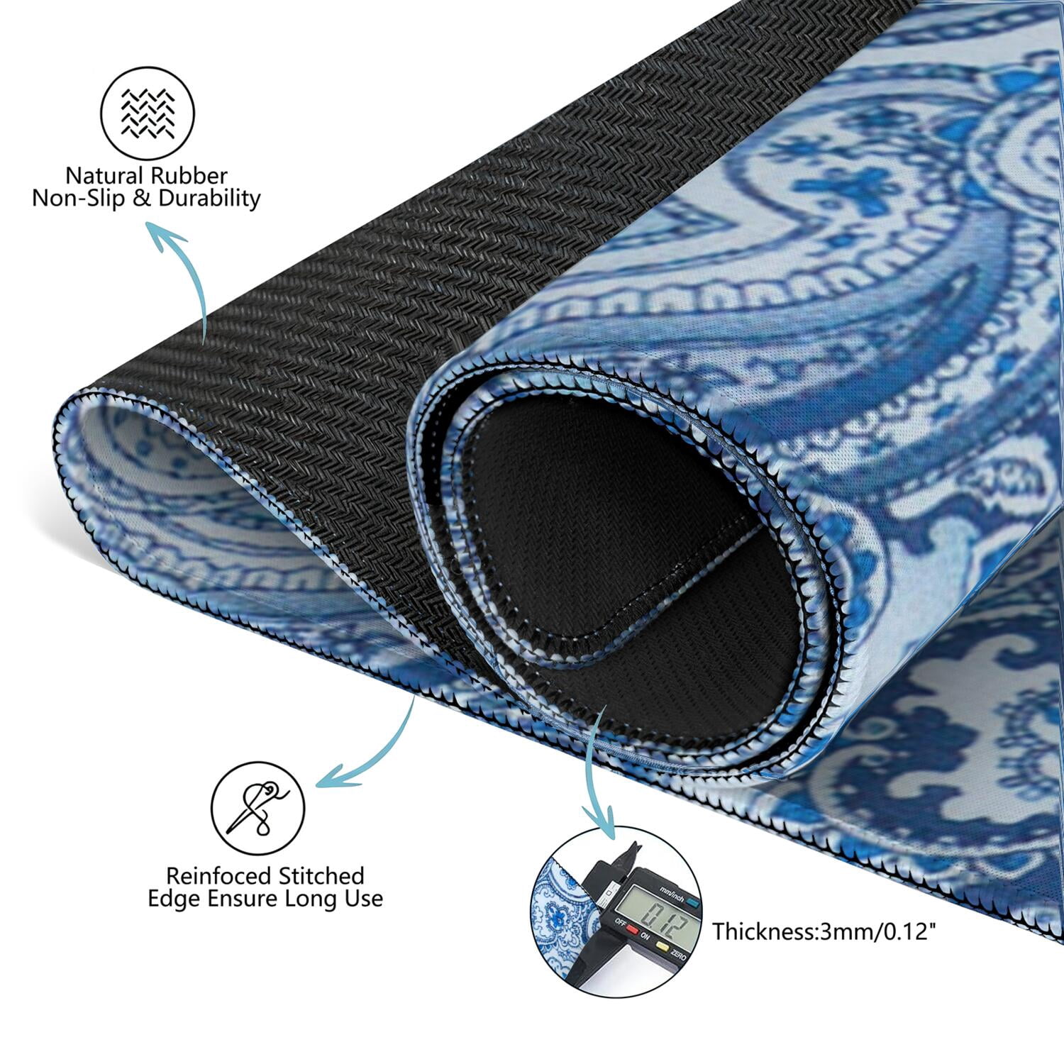 Traditional Boho Pattern Anti-Skid Rubber Table Topper 31.5x31.5 Inch Mahjong Playing Mat with Quiet Surface for Card Games Board Games and Game Nights