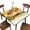 Beach With Palm Trees at Dusk, variant on Square Fitted Tablecloth, Watercolor Autumn Pumpkins Leaves Polyester Table Cloth, for Outdoor Picnic Camping and Indoor Kitchen Dining Party, Fit for 36" x 36"Square Table