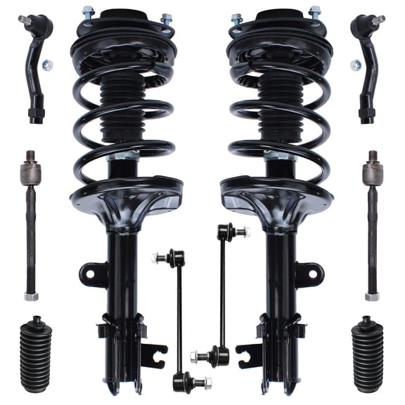 Detroit Axle - 10pc Front Struts Sway Bars Tie Rods & Boots Replacement for Kia Sportage