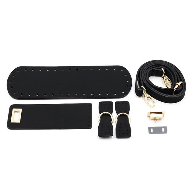 Guardurnaity Kit de fabricación de monedero de cuero PU de 7 piezas, conjunto de suministros de bolsa de ganchillo DIY para niñas con accesorios, Bolsas de mensajero y de hombro Negro