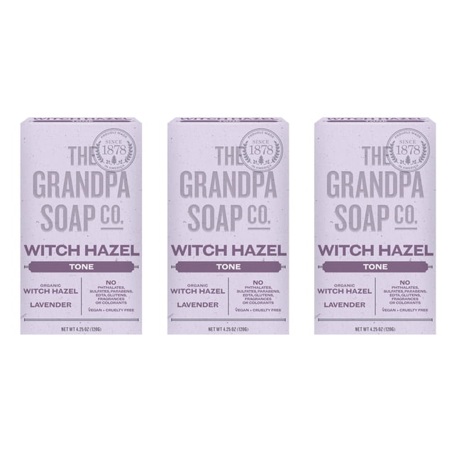 Jabón en barra The Grandpa Soap Company Witch Hazel, 125 ml, paquete de 3