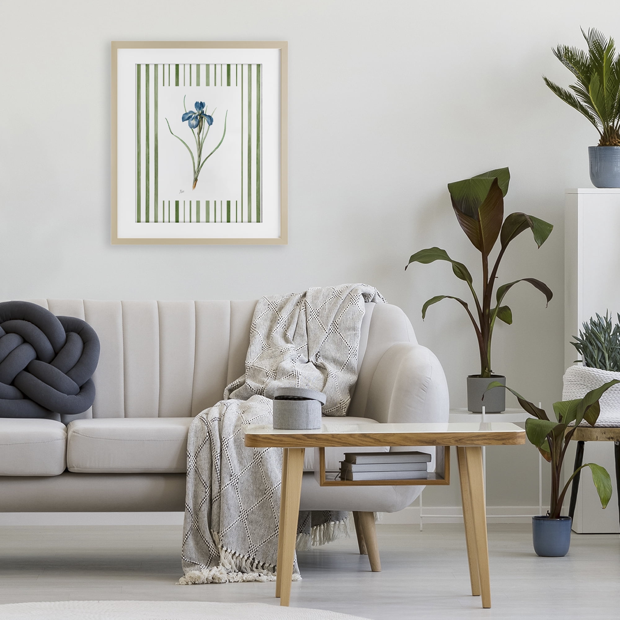 Stupell Industries Spring Iris And Stripes Birch Framed Print Under Glass, design by Nan