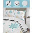 thumbnail image 3 of Quilt King Size Bedding Set, Christmas Snowflakes Reversible Summer Quilt 3 Pieces, Winter Xmas Snow Yellow Teal Blue Lightweight Bedspreads Coverlets with 2 Pillow Shams for All Seasons, 3 of 5