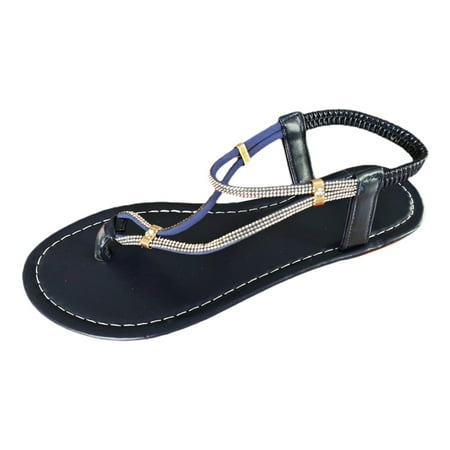 

Women s Rhinestone Clip Toe Flat Bottom Slippers Summer Roman Sandals Sandals for Women Heels And Platform