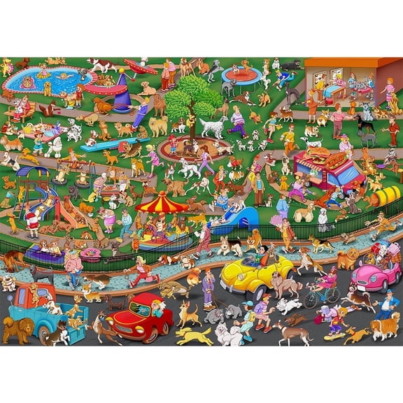1000 Piece Dog Party Jigsaw Puzzle for Adults & Families - Challenging Cartoon Scene with Vibrant Colors, Perfect Fit for Game Nights & Home Decor