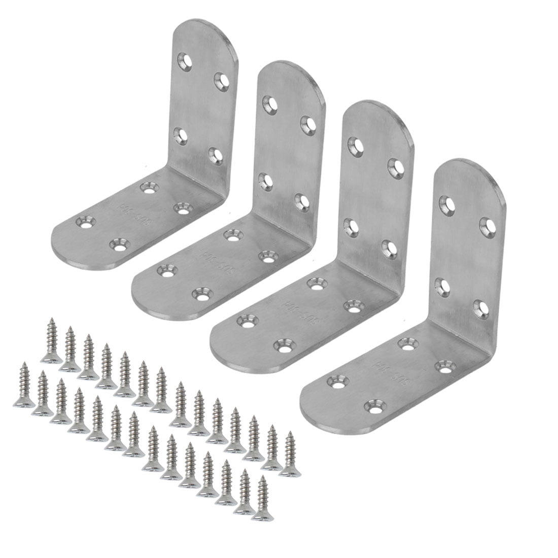 Uxcell 85x85mm Stainless Steel,4Pcs L Shaped Right Angle Brackets with ...