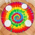 thumbnail image 2 of Rainbow Tie Dye Spiral Round Fitted Tablecloth with Elastic Edge,Dining Table Cover Waterproof,Outdoor Round Tablecloth for Camping,Dining,Indoor and Outdoor, 2 of 7