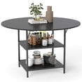 thumbnail image 1 of Gymax 47'' Round Dining Table for w/2-Tier Storage Shelves & Heavy-Duty Metal Frame Black, 1 of 10