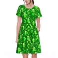thumbnail image 1 of Disketp St Patrick's Day2 para Vestido de Manga Corta para Mujeres, Vestidos de Verano para Mujeres, Casual y Holgado para la Playa, 1 of 6