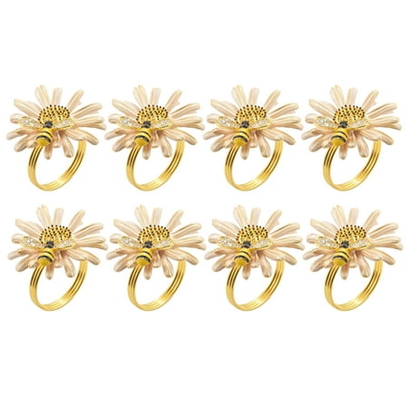 

Daisy Flower Napkin Rings Metal Bee Napkin Holders for Wedding Party
