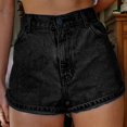thumbnail image 5 of Womens High Waist Embroidered Denim Shorts Black Flower XXL, 5 of 6
