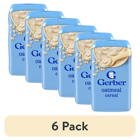 (6 pack) Gerber Stage 1 Baby Food, Baby Oatmeal Cereal, 8g Whole Grains, Infant Cereal 1 lb.