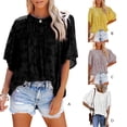thumbnail image 4 of Cuello para Mujer Minnieouse camisa de Media manga jersey con volantes blusa de encaje estético baile de cumpleaños ropa de primavera Amarillo METRO, 4 of 5