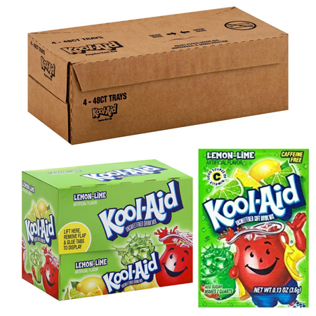 Kraft Kool-Aid Lemon Lime Beverage Caffeine Free Unsweetened BULK WHOLESALE 192 PACKETS 4 BOX CASE Kraft Kool-Aid Lemon Lime Beverage Caffeine Free Unsweetened BULK WHOLESALE 192 PACKETS 4 BOX CASE