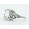thumbnail image 3 of Asscher Cut Diamond Engagement Ring, Square Halo Diamond Ring, Antique Milgrain Ring, Openwork Filigree Ring, Engraved Shank Ring, 925 Sterling Silver, 2.5 Ct Simulated Diamond, 3 of 5