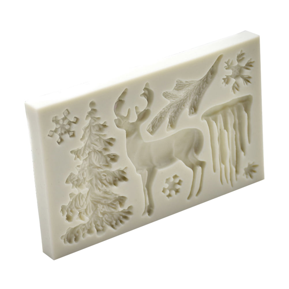 3D Silicone Christmas Tree Deer Fondant Mould Cake  Decorating Chocolate Mold 