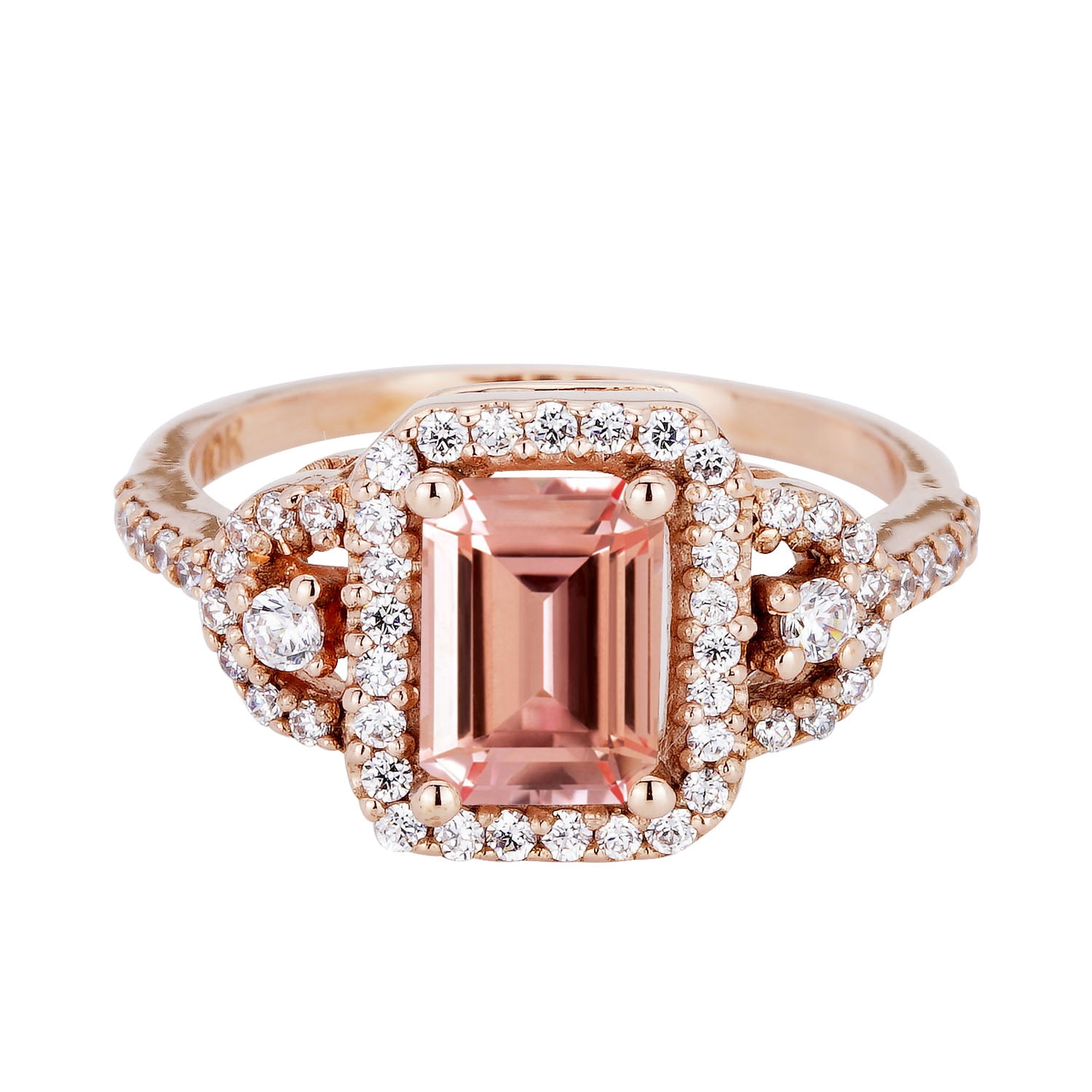 JeenJewels - 1.50 carat Emerald Cut Morganite Bridal Wedding Ring in ...