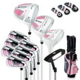 thumbnail image 1 of Ensemble Complet Ultime de Clubs de Golf pour Femmes, Ensemble de Clubs de Golf avec Capuchon Anti-Pluie, Main Droite Rose, 1 of 10