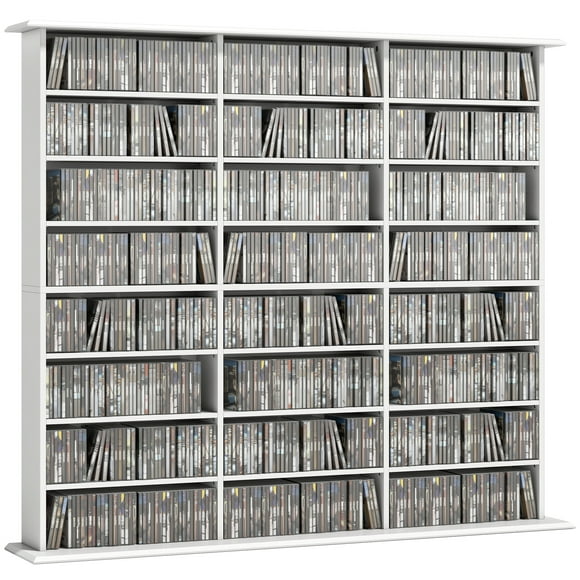 HOMCOM Media Storage Cabinet, 8-Tier DVD Shelf for 1032 CDs or 594 DVDs