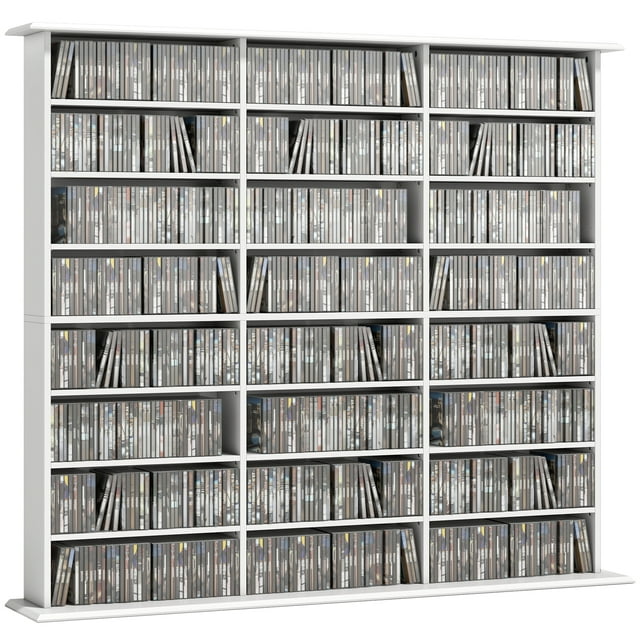 HOMCOM Armoire de Rangement Multimédia, Étagère à DVD à 8 Niveaux pour 1032 CD Ou 594 DVD