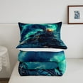 thumbnail image 5 of Vintage Steam Engine Bedding Set Old Train Car Twin Comforter Set Child Retro Locomotive Down Comforter Railway Track Transport Bed Set Turquoise Moon Starry Galaxy Quilt Set,Cyan, 5 of 7