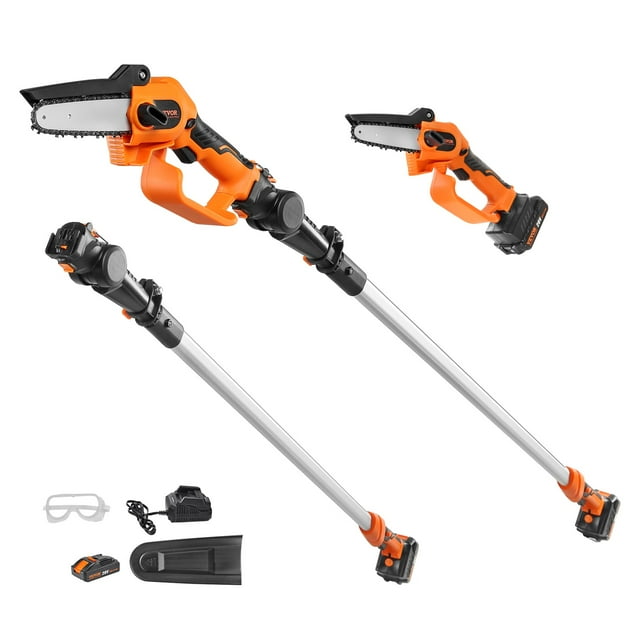Sierra de poste inalámbrica VEVOR 2 en 1 motosierra batería 20 V 4 Ah capacidad de corte 5 pulgadas