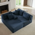 thumbnail image 3 of Miniyam L-Shaped Sectional Sofa with Deep Seat, No Assembly Required, Modular Couches Sleeper for Living Room, Bedroom, Apartment (Blue, Right Facing Chaise), 3 of 7