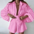 thumbnail image 5 of 2 Piece Sets For Women Summer Women's Fashion Casual Set Summer Lace Long Sleeve Top with Solid Shorts Two Piece Outfit, 5 of 5