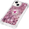 thumbnail image 6 of Glitter Clear Sparkly Bling Case for Apple iPhone 15, Flowing Liquid Quicksand Cover with Diamond Ring Holder Case for iPhone 15  Rose Gold, 6 of 14