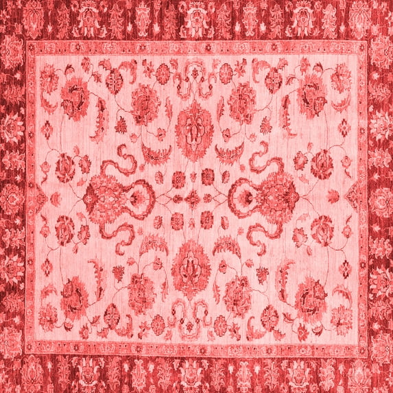 Ahgly Company Indoor Square Abstract Red Modern Area Rugs, 8' Square