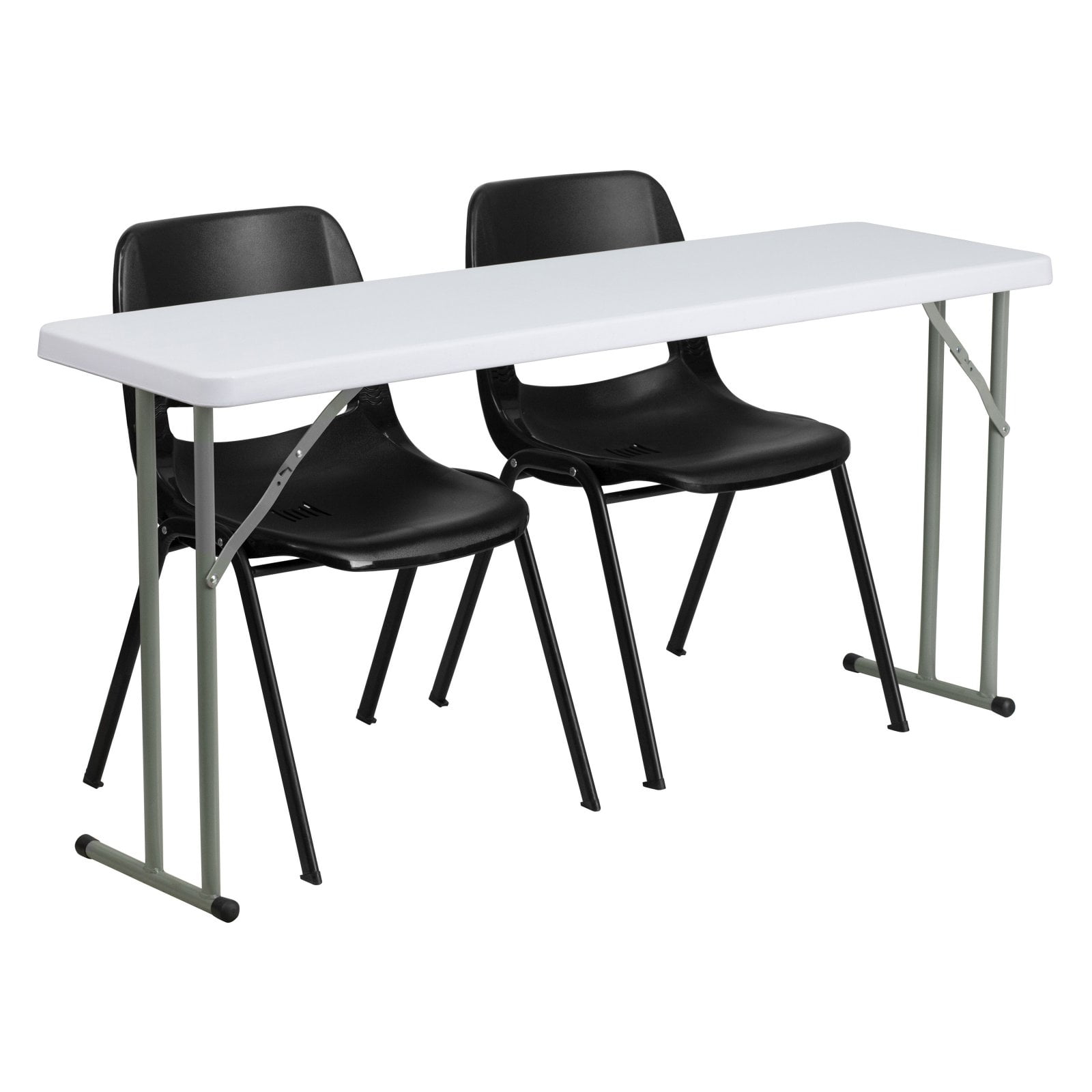Flash Furniture 18" x 60" Plastic Folding Training Table with 2 Black