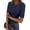 04-Navy Blue, variant on ANRABESS Half Sleeve Tops for Women Spring Summer Casual Ribbed Tops Knit Slim Fitted Basic Tee Shirts Crew Neck T Shirts White Medium