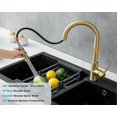 thumbnail image 3 of Gold Kitchen Faucet with Removable Sprayer Brass and Stainless Steel with Ceramic Cartridge for Kitchen Sink Brushed, 3 of 5