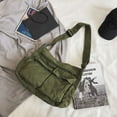 thumbnail image 3 of Nvzi Bolso bandolera grande unisex de lona lisa, color verde, 1 unidad., 3 of 5
