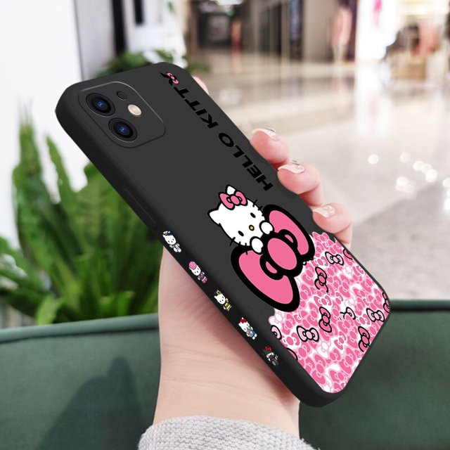 Sanrio-funda de teléfono de Hello Kitty para iPhone, carcasa bonita de silicona para modelos 14, 13, 12, 11 Pro Max, Mini, X, XR, XS MAX, SE20, 8, 7 Plus, 6, 6S Plus Fivean unisex