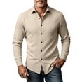thumbnail image 2 of Aimik Men's Textured Knit Button Down Shirt Slim Fit Long Sleeve Turndown Collar Casual Shirt for Smart Casual Outfits, 2 of 6