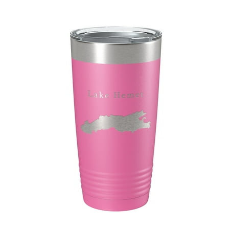 

Lake Hemet Map Tumbler Travel Mug Insulated Laser Engraved Coffee Cup California 20 oz Pink