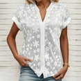 thumbnail image 2 of Beach Vacation Clothes for Women, Womens Shirts, Stylish Women's V Neck Blouse with Lace Detailing Elegant Long Sleeve Top for Casual and Wear, 2 of 4