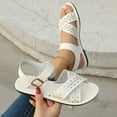 thumbnail image 6 of Sandals for Women 2026 Casual Spring Summer Solid New Style Outer Wear Hollow Flat Strap Sandals, 6 of 9